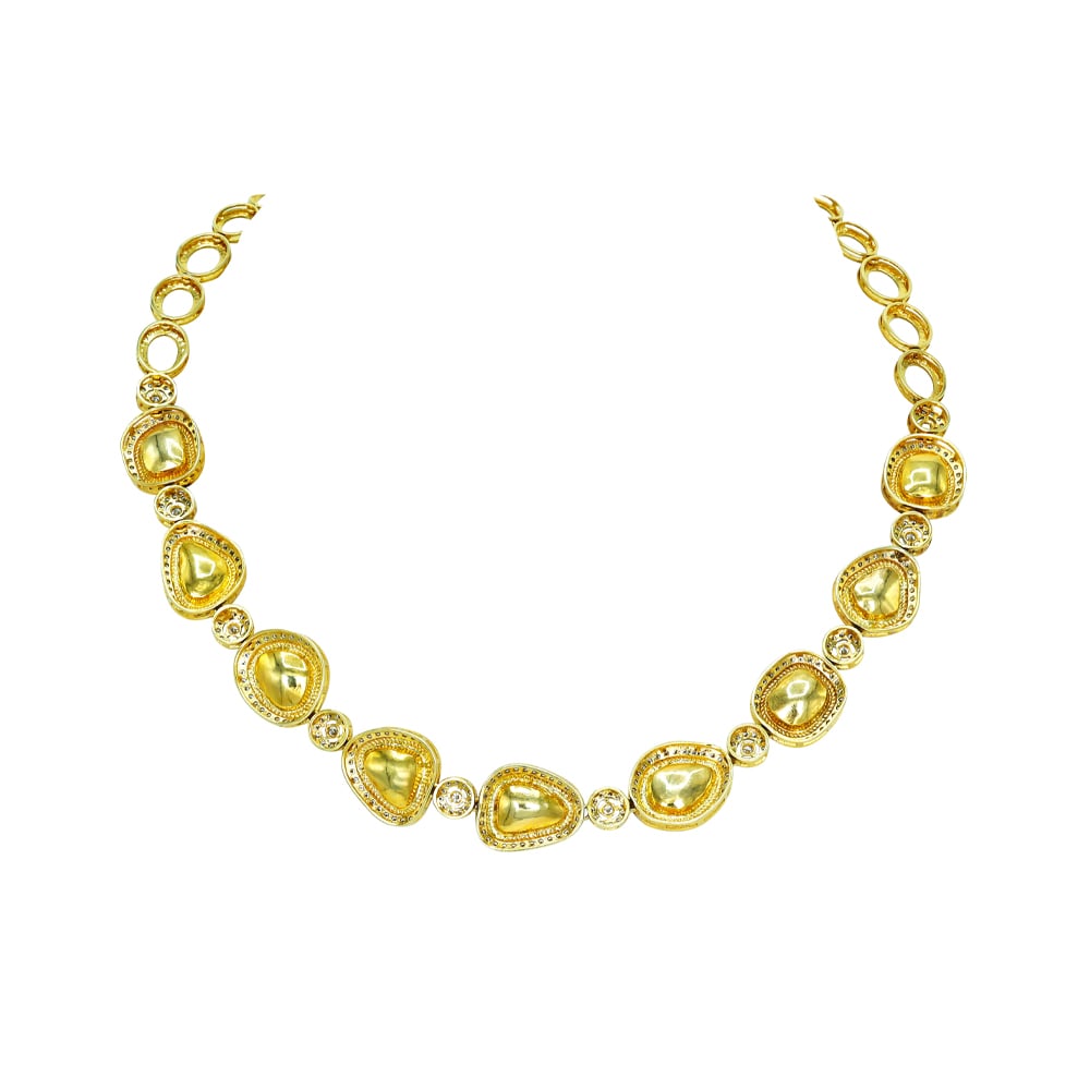 Polki Necklace with Full-Cut Diamonds and Dual Finish